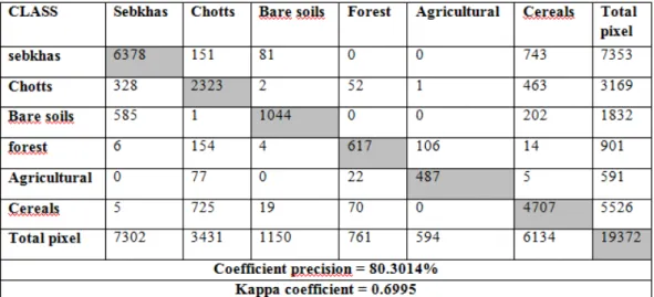 Table 1. Image classification confusion matrix TM 1987 