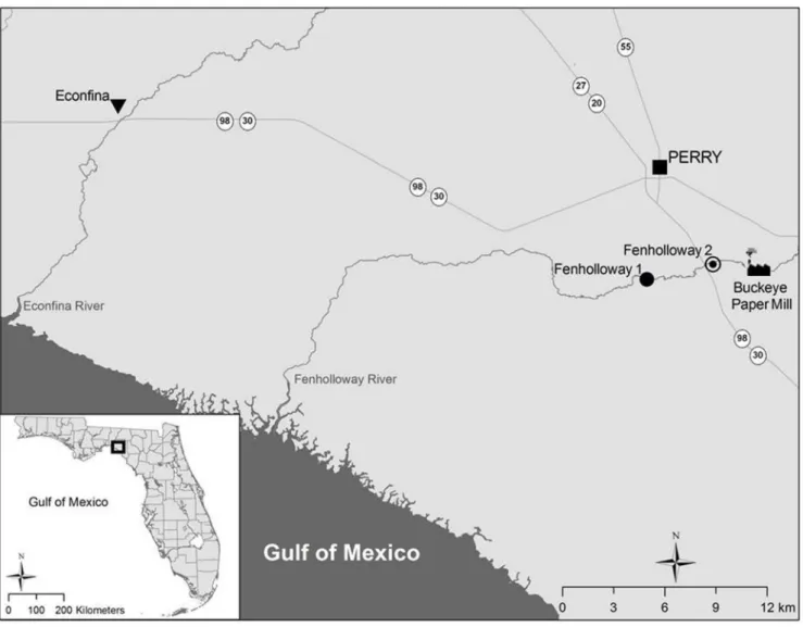 Figure 1. Spatial representation of the two sites where female Eastern mosquitofish ( Gambusia holbrooki ) were collected for this study