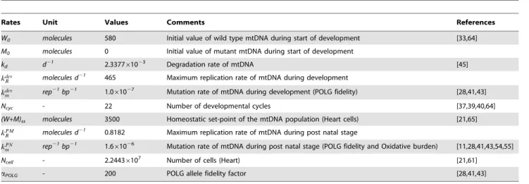 Table 1. Basic model parameters of the in silico stochastic mouse model.