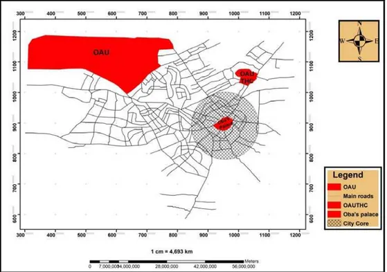 Figure 1. Map of the Study Area  Source: Ife Central Town Planning Office, 2005 