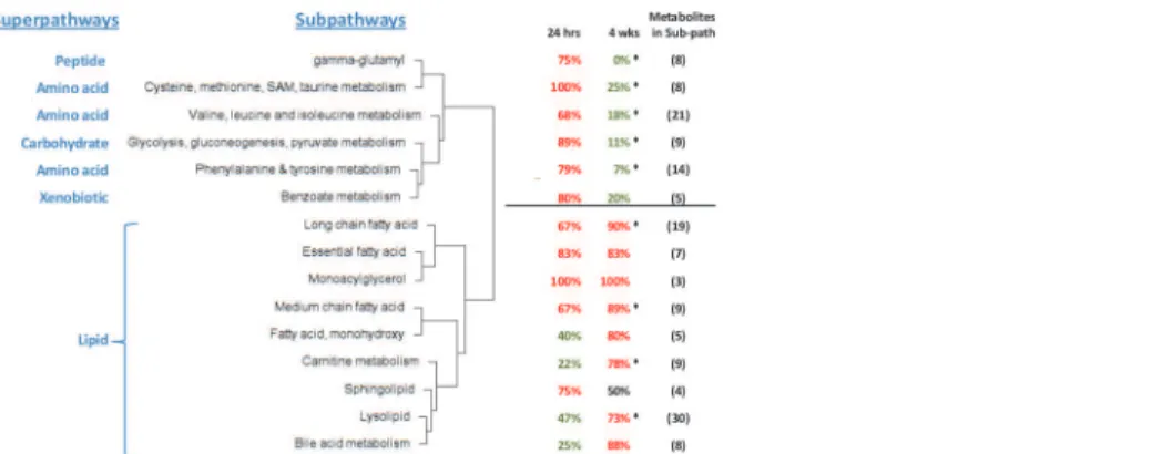 Figure 3. Dendrogram of 15 subpathways whose metabolites’ plasma levels changed coordinately.