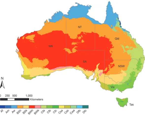 Fig. 1. Historical baseline K ¨oppen-Geiger climate types for the period 1970–2010.