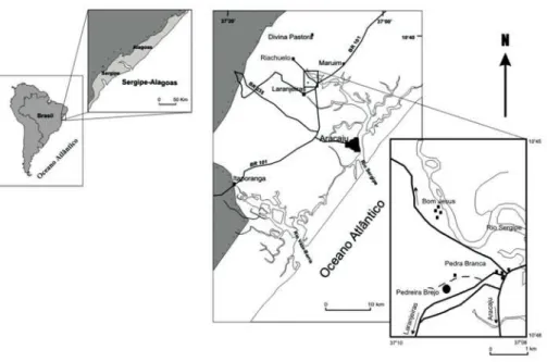 Figura 1 Localização da área de estudo (modificado de Mendes, 1994).