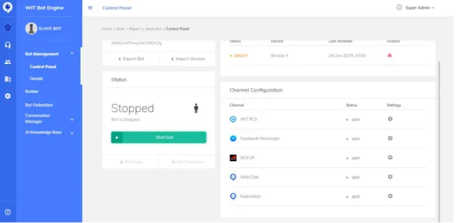Figure 10 - Bot Control Panel