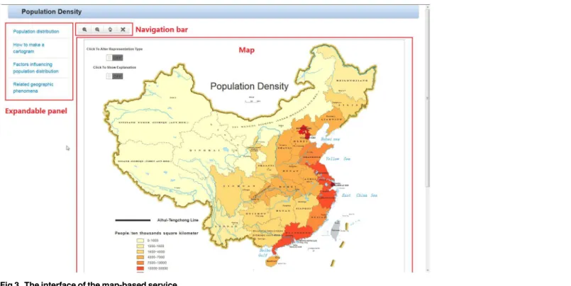 Fig 3. The interface of the map-based service.