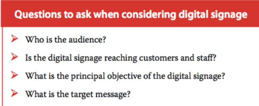 Tabela 5 – Retirado do artigo “Advertising with Digital Signage”, pág. 11. 