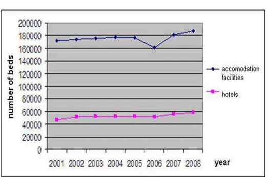 Fig. 2. Development of bed capacity for the period 2001-2008 