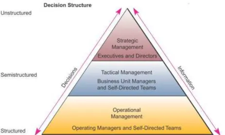 Figura 2 – Tipos de decisão por nível de gestão (O’Brien e G. Marakas 2010) 