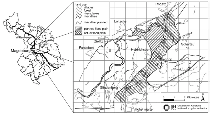 Fig. 1.  Study area at the Elbe river valley north of Magdeburg, Germany.