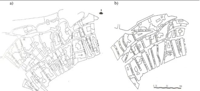 Figura 7 - a) Articulação entre a parte baixa da cidade (Rua Direita) e o Castelo (a oeste),  1809