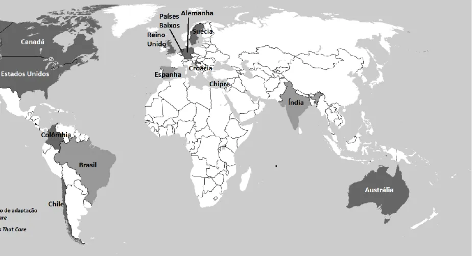 Figura 3. Países utilizando ou adaptando o sistema Communities That Care (CTC) e seu instrumental específico.