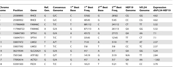 Table 1. List of SNPs demonstrating effective reprogramming of HEF genome in dHybrid cells.