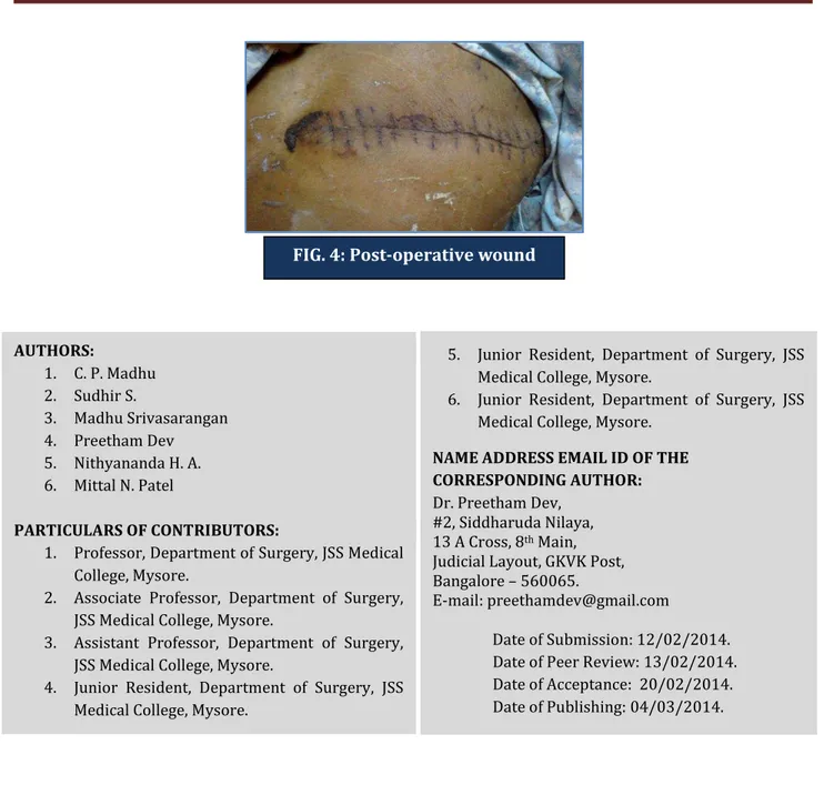 FIG. 4: Post-operative wound 