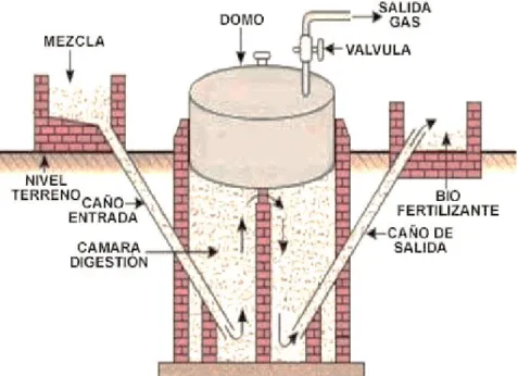 Fig. 2.8. Diagrama de un Biodigestor de tambor flotante.