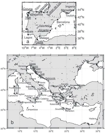 Fig. 1. The location of the tide gauges used in this study. The geographical coordinates of the stations are given in Table 1