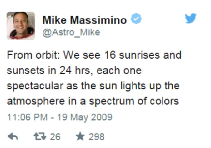 Figure 1.1: The first tweet from space, sent by astronaut Mike Massimino.