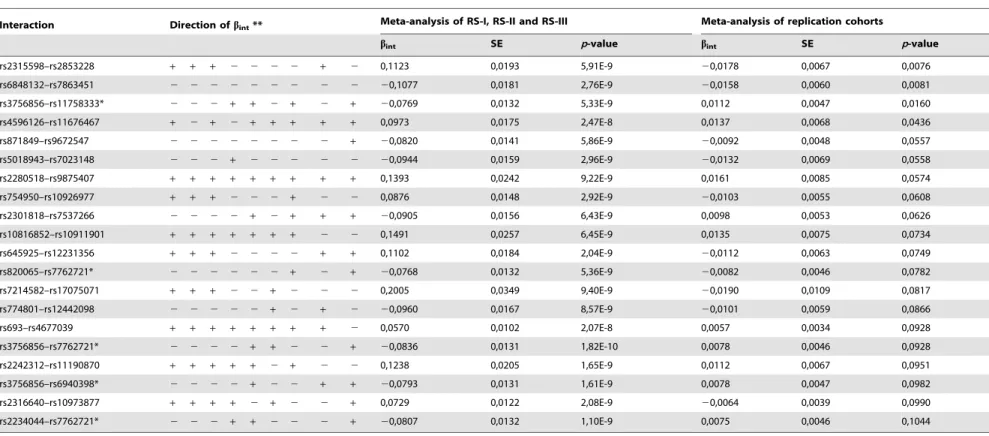 Table 2. The top 20 interaction terms after replication.