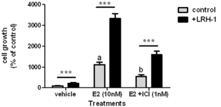 Figure 5. LRH-1 induces cell proliferation in 17b-estradiol and ICI 182,780 treated cells