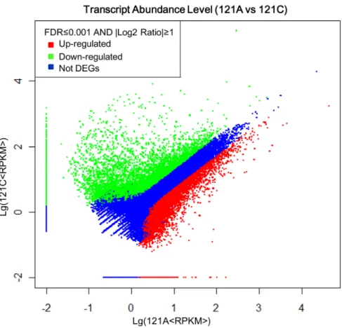 Figure 5. Numbers of unigenes expressed in 121A and 121C.