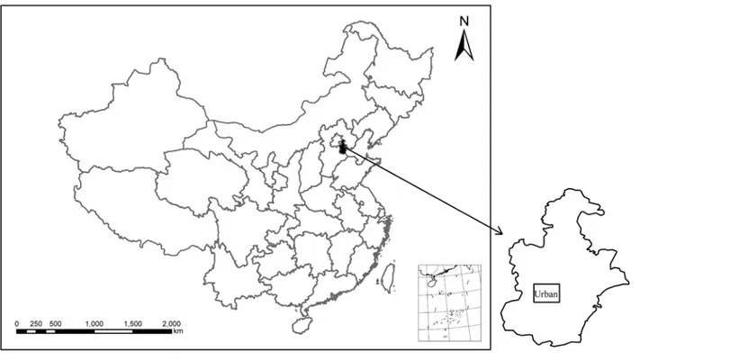 Fig 1. The location of study area in China and the site of selected buildings in Tianjin City.