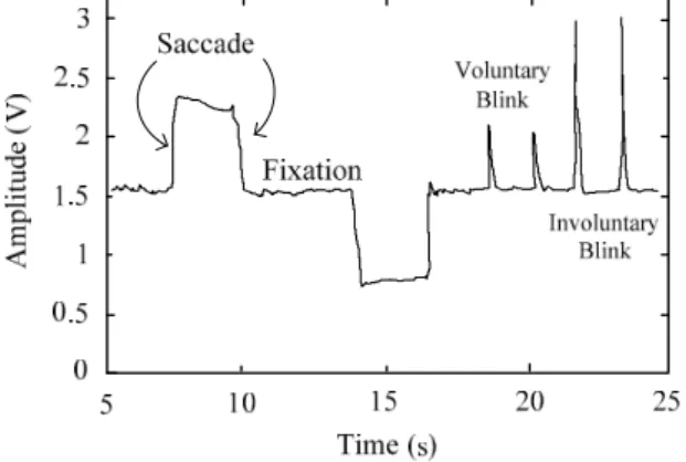 Figure 2. EOG signal showing the basic eye movement types. 