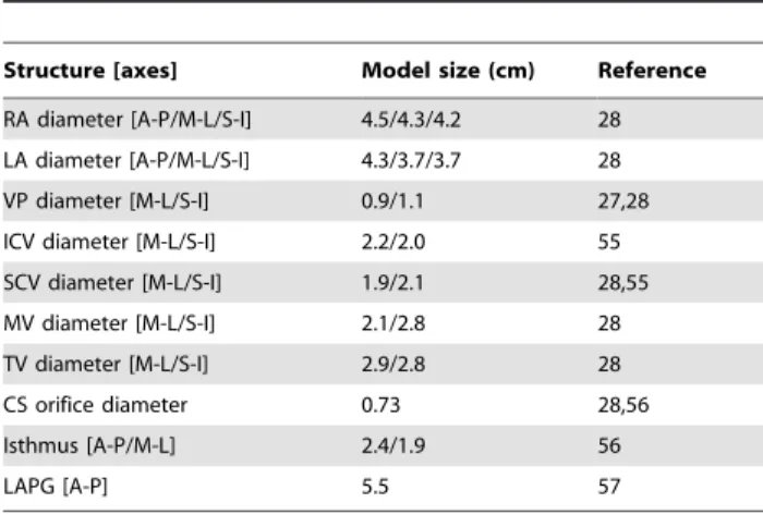 Table 1. Dimensions of the structures in the model.