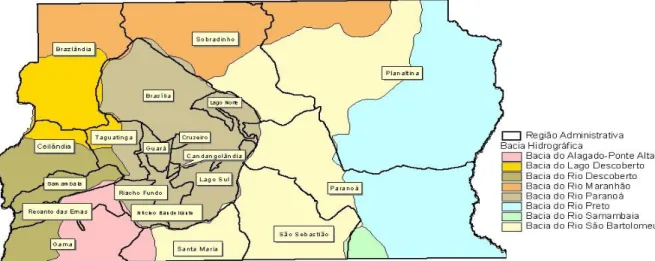 Figura 2: Mapa de localização das principais bacias hidrográficas do Distrito Federal