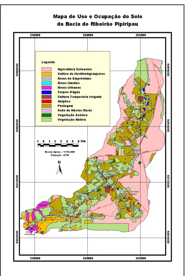 Figura 5: Mapa sobre o uso e ocupação do solo na bacia hidrográfica do ribeirão Pipiripau