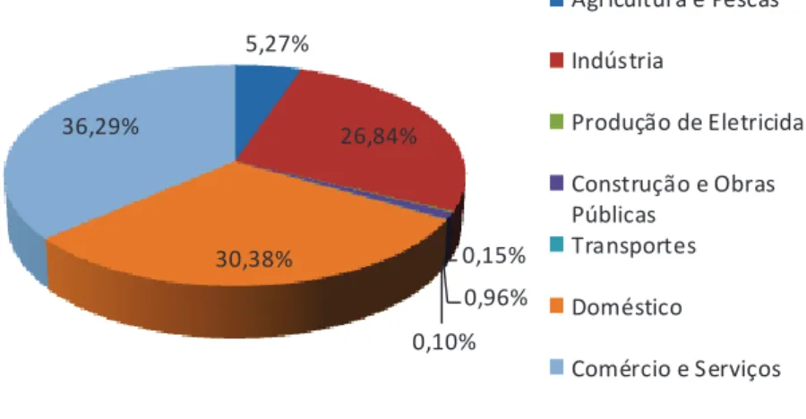 Figura 14 - Consumo de energia elétrica no concelho de Torres Vedras, em 2009. [12] 