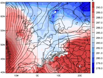 Fig. 4. ECMWF analysis fields at 12:00 UTC, 16 November 2010.