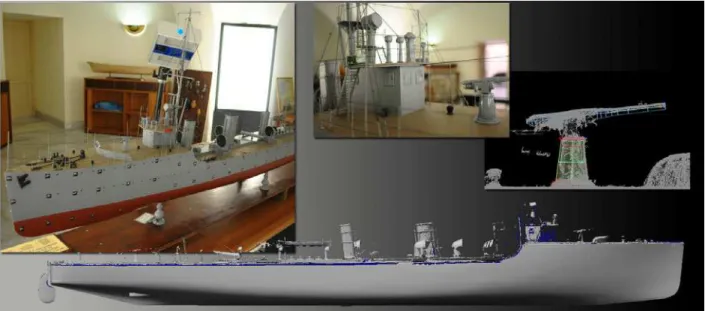 Figure 4: Hybrid survey for 3D modelling of the “Indomito” model of Maritime Museum - Parthenope University of Naples