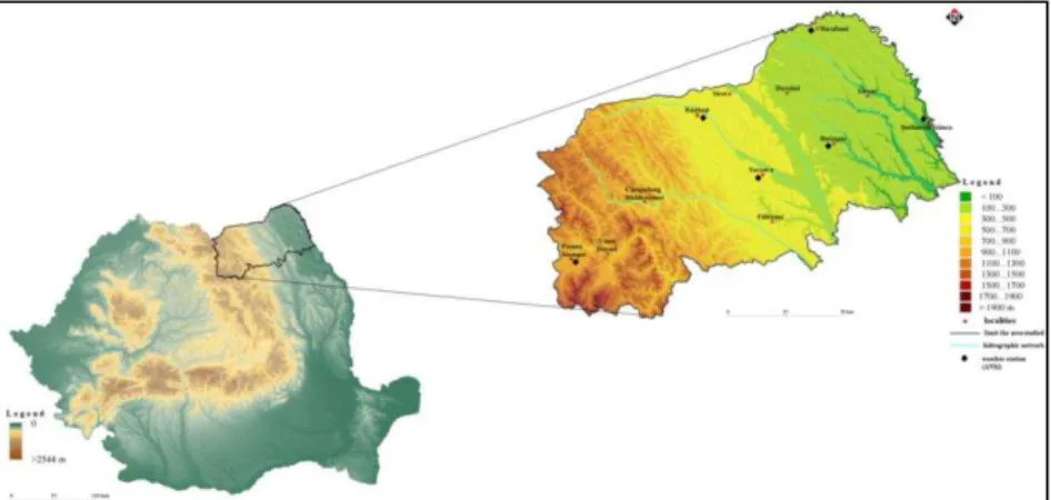 Fig. 1.  Physico-geographical framing of the area studied 2. METHODOLOGY 
