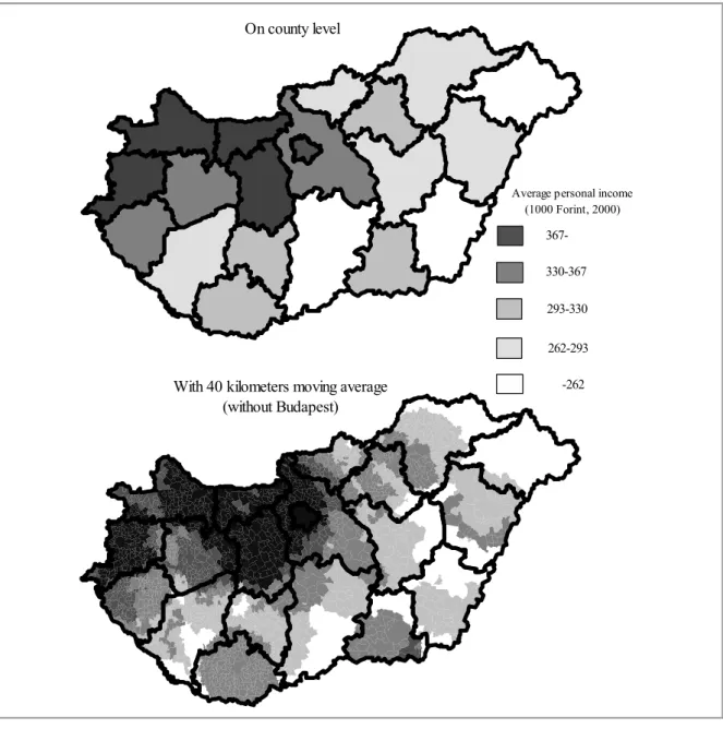 Figure 1. Average personal income, 2000  Source: Hungarian Central Statistical Office 