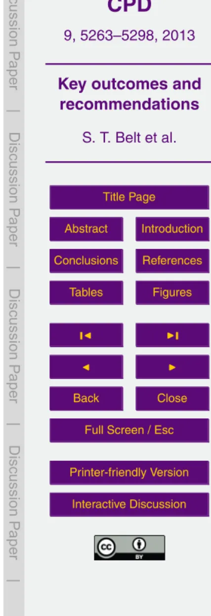 Table 2. Summary of IP 25 concentrations (ng g −1 ) for all sediments and laboratories