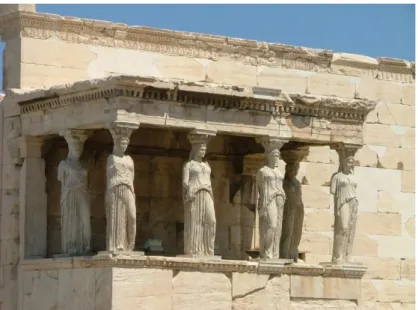 Figura 21:Detalhe do templo Erecteion, As Cariátides 406 a.C., Atenas, Grécia. 