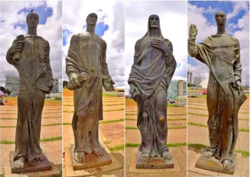 Figura 31:Alfredo Ceschiatti, Da esquerda para a direita: São Mateus, São Marcos, São Lucas e São  João, 1968, Bronze, 300 cm (cada), Catedral Metropolitana de Brasília, DF