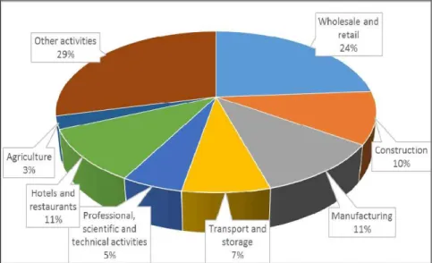 Figure 1. Situation on the domain structure of the insolvent firms in 2011 