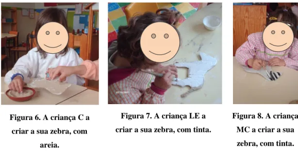 Figura 8. A criança  MC a criar a sua  zebra, com tinta. 