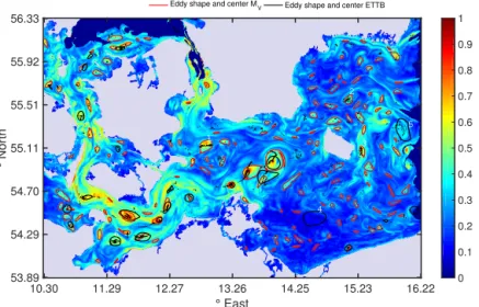 Figure 11. M V for the western Baltic Sea for 11 May 2009 at 01:00 LT with τ = 36 h normalized to the maximum value of M V 