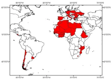 Fig. 1. Countries covered by IBIMET training courses.