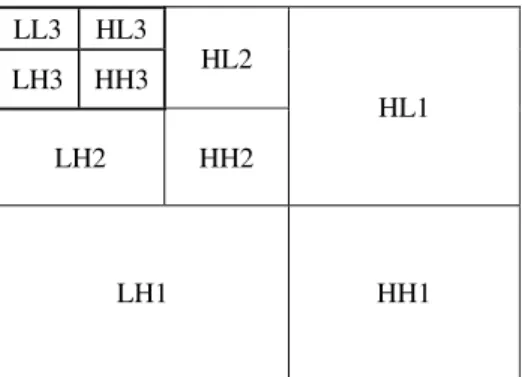 Figure 1 The-pyramid structure of wavelet  decomposition up to third level 