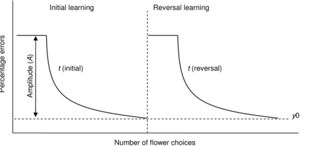 Figure 3. Correlation between initial and reversal learning speed for eighteen bumble-bee workers from a single colony