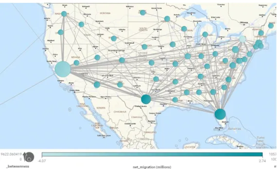 Figure 5 - Network diagrams explore relationships within a data set, including connections across  geographic areas