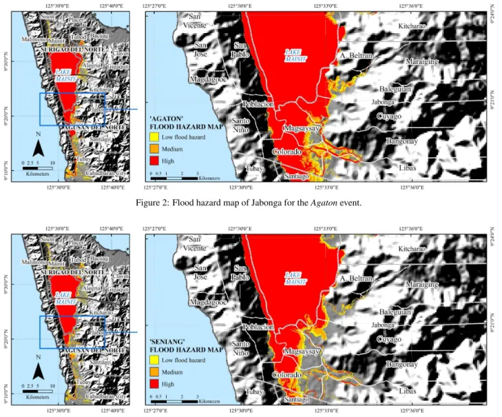 Figure 3: Flood hazard map of Jabonga for the Seniang event