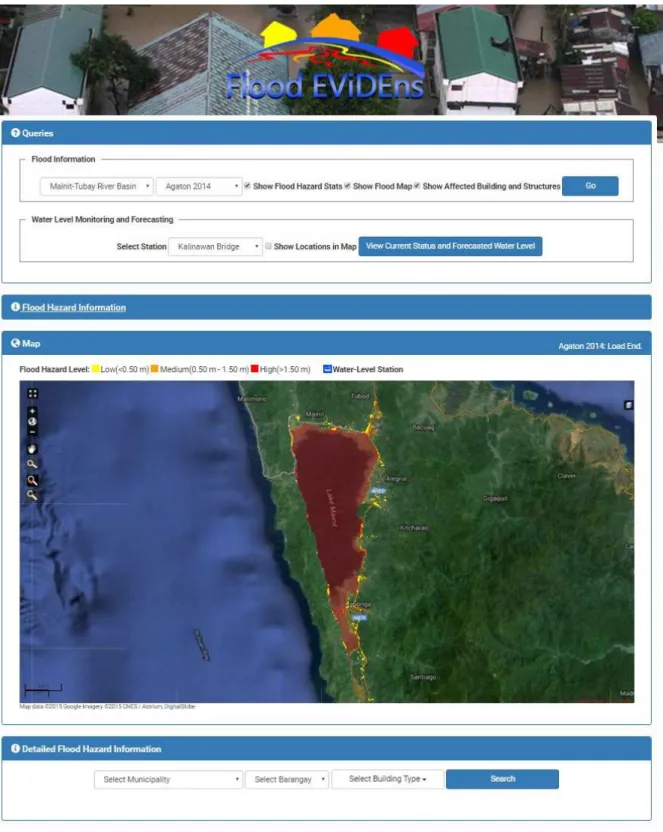 Figure 5: Graphical user interface of Flood EViDEns.