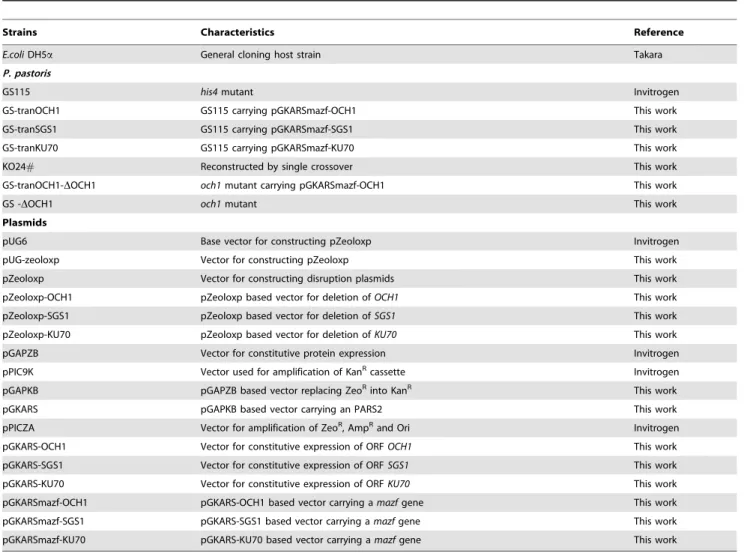 Table 1. Strains and plasmids used in this work.