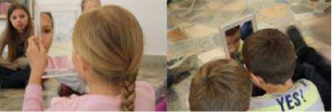 Figure 1: Students observe themselves in the mirror 