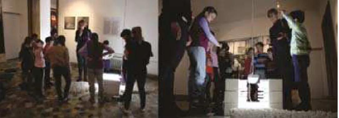 Figure 4: The students are observing the artwork of Iztok Maroh 