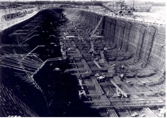 Figura 18 - Armaduras de aço cobertas por concreto davam origem aos navios [55] 