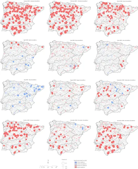 Fig. 2. Spatial distribution of the correlations between the monthly NAO index and the monthly SSI’s.